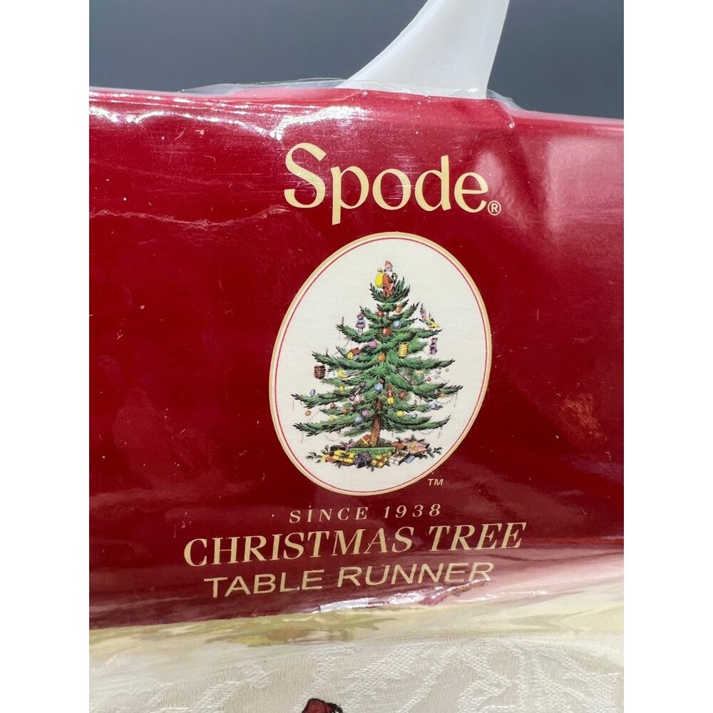 Spode Christmas Tree Table Runner 90 in Ivory & Green Fine Dining Holiday Decor - Picture 6 of 8